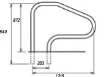 Corrimão 2 com flange AISI316