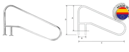 Corrimão inox AISI 316 para embutir