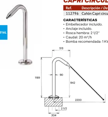 Canhão de jato Capri circular plano brilho