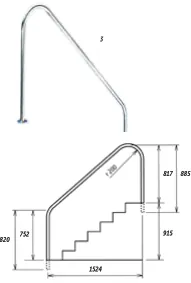 Corrimão em aço inoxidável AISI 316L