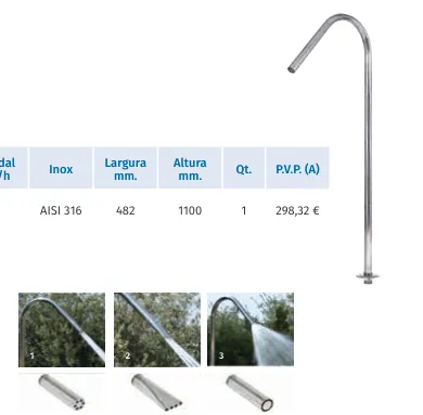 Canhão Tahiti 1 1/2" inox AISI 316 6 m³/h