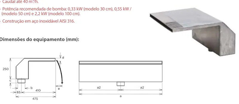 Cascata MAUI inox AISI A316L