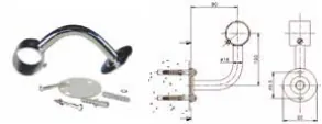 Suporte 90º em inox AISI 316 para corrimão Ø 43 mm