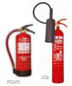 Armário de chapa branca com extintor CO2 de 5 kg