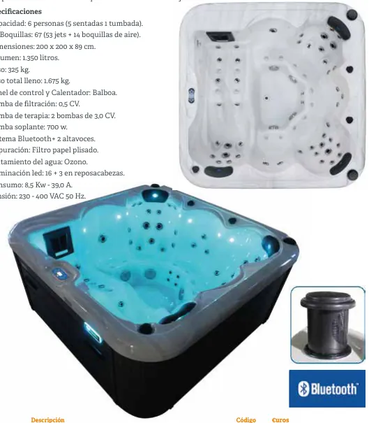 Spa Natuspa M 6/67 White Marble com cobertura e Bluetooth