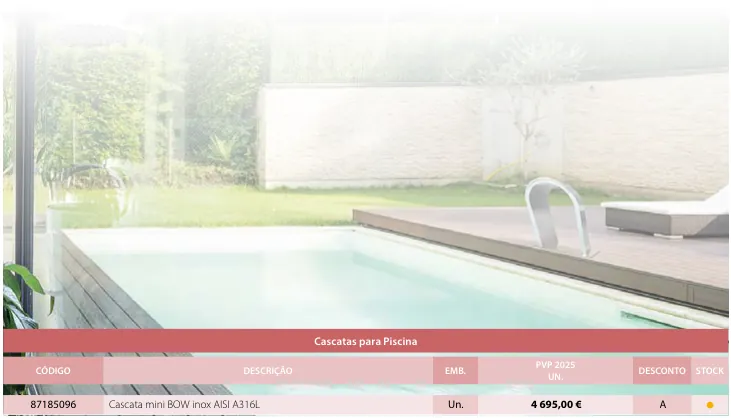 Cascata mini BOW inox AISI A316L