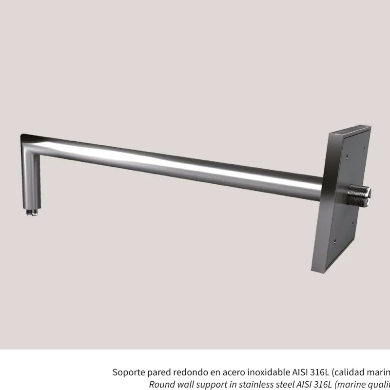 Suporte de parede redondo em aço inoxidável AISI 316L