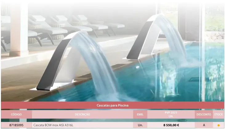 Cascata BOW inox AISI A316L
