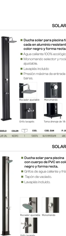 Duche solar Solar em alumínio