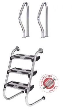 Escada partida fácil acesso com corrimão inox A316L